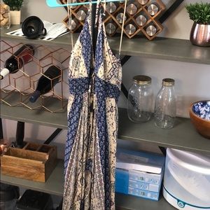 Halter maxi dress with romper shorts